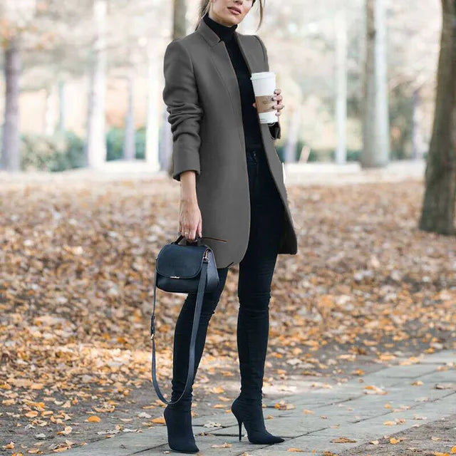 Ann® | Fashionable wool coat with a fixed collar