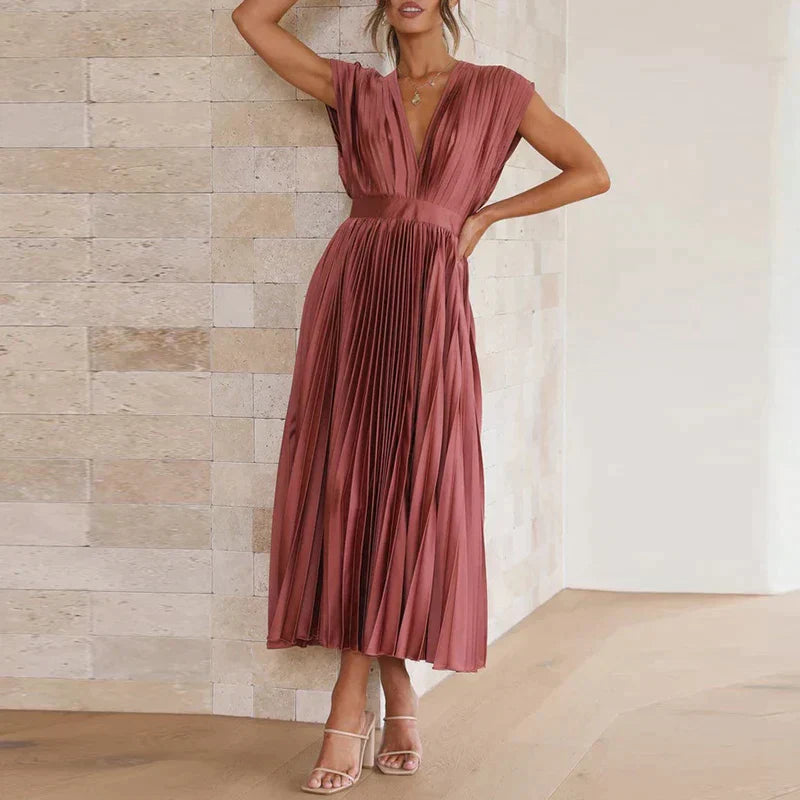 Delia® | V-Neck Maxi Dress With Pleats