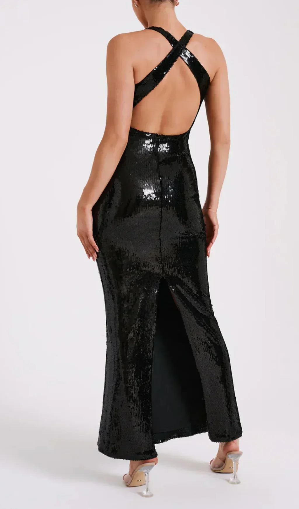 Elisa® | Long sequin dress with rose symbol