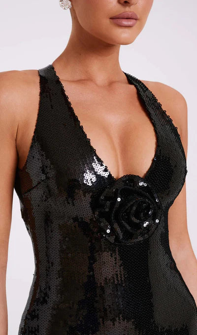 Elisa® | Long sequin dress with rose symbol