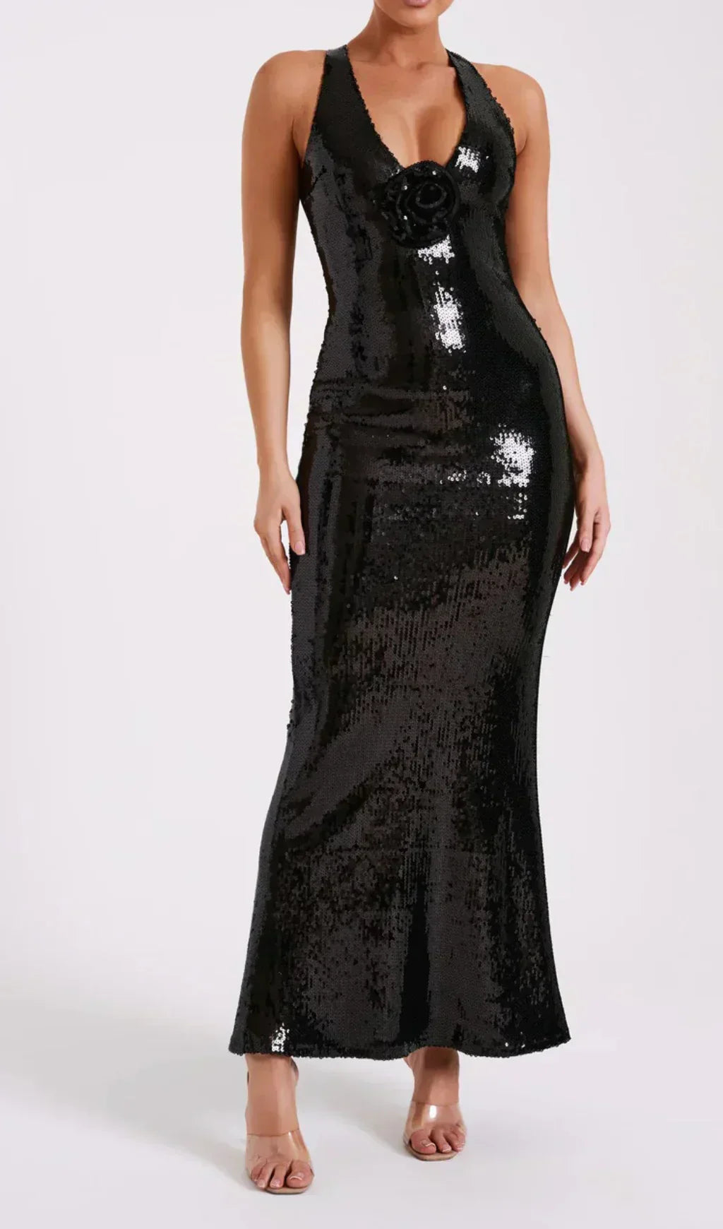 Elisa® | Long sequin dress with rose symbol