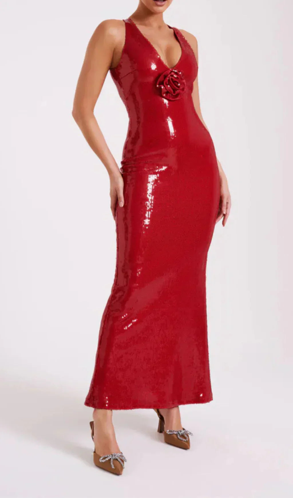 Elisa® | Long sequin dress with rose symbol