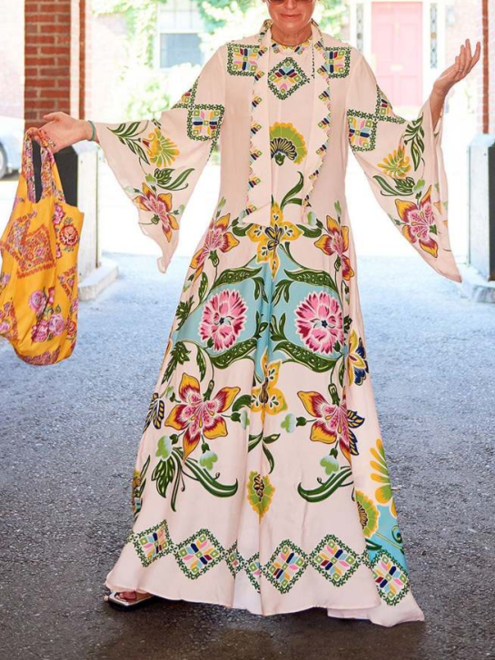 Jillian | Elegant Floral Long Sleeve Maxi Dress for All Occasions