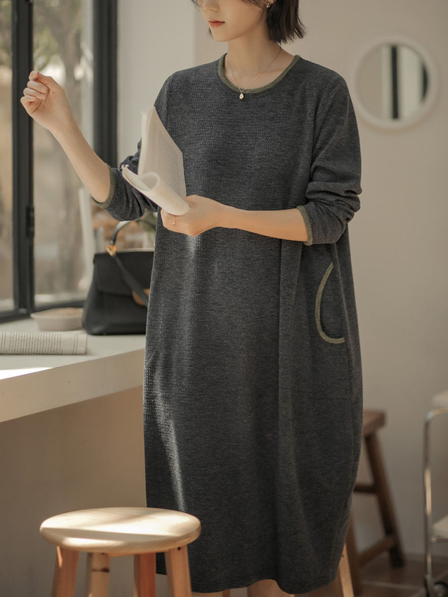 Corinna® | Women's winter dress with a roomy fit and a round neckline