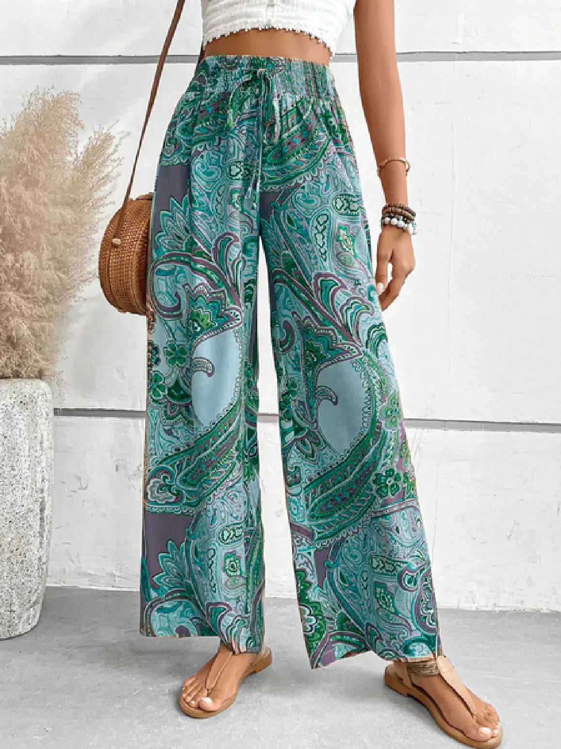 Dafne | Women's printed wide leg pants