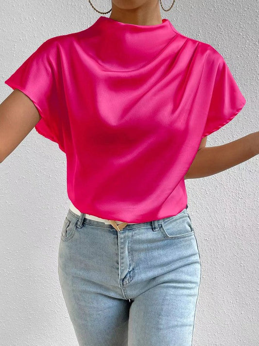 Camila® | Satin blouse with stand-up collar