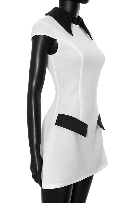Elena® | Polyester Cap Sleeve Mini Dress With Contrasting Colour