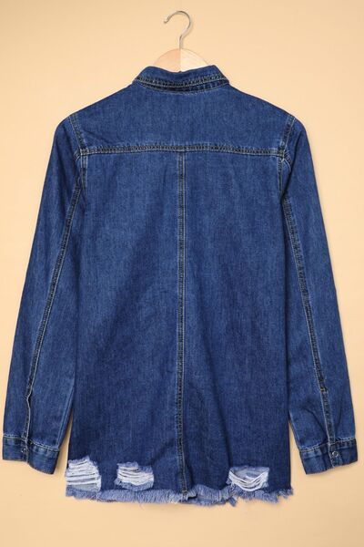 Azul® | Long-sleeved denim jacket with raw hem and collar