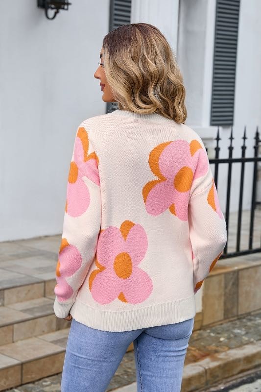 Edith® | Large floral knit sweater