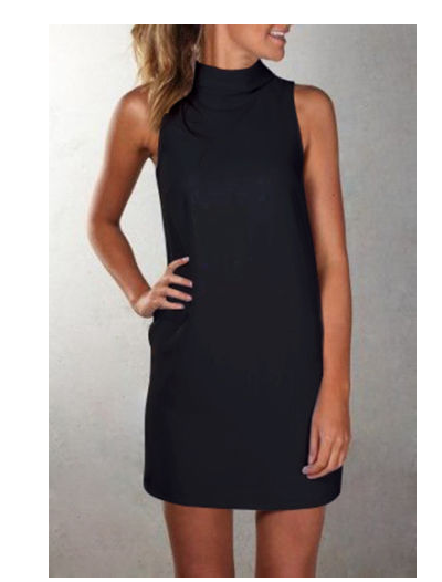 Danna® | Fashionable Casual High Neck Sleeveless Solid Color Dress