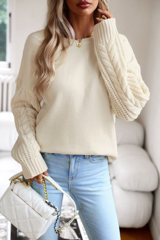 Dominique® | Sweater with cable knit sleeves