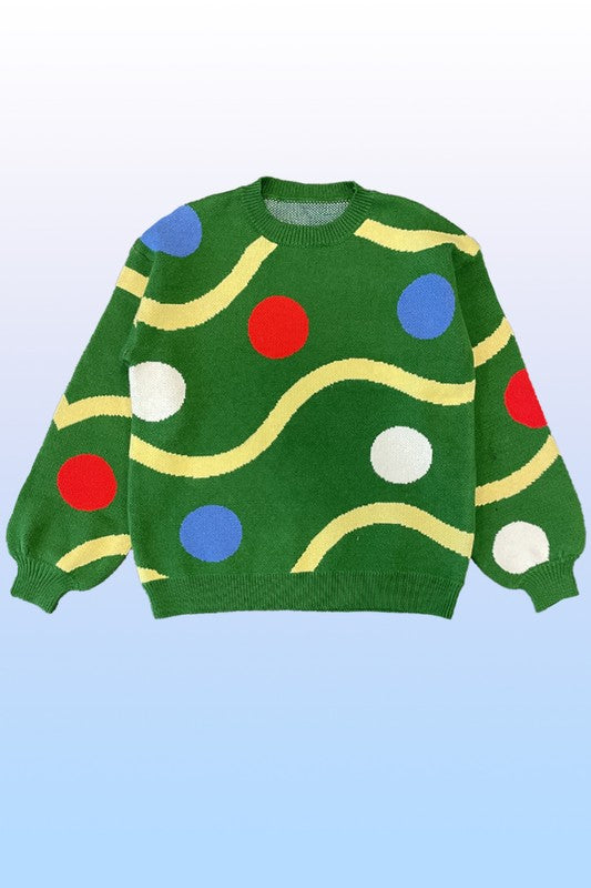 Celine® | Knitted sweater with Christmas tree decorations
