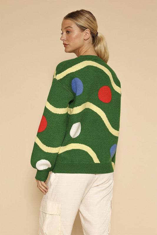 Celine® | Knitted sweater with Christmas tree decorations
