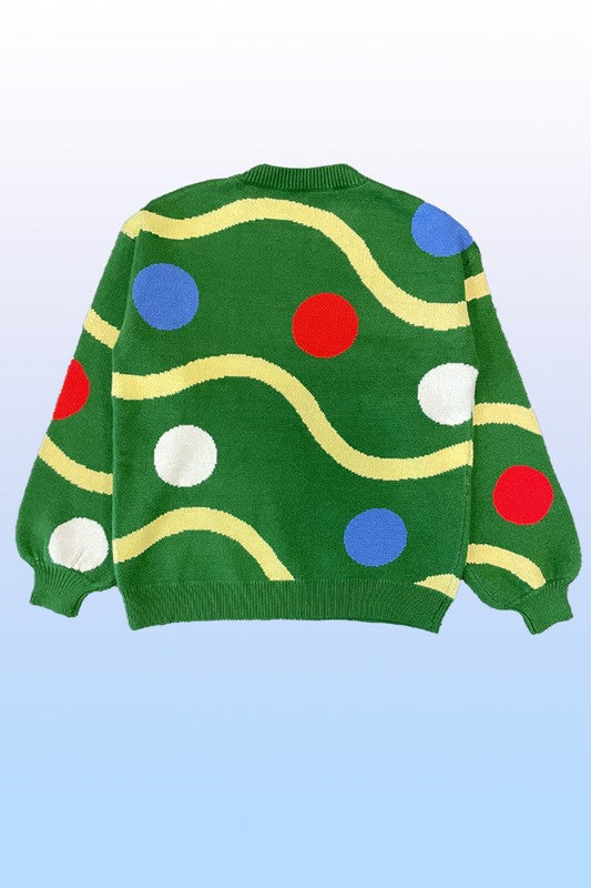 Celine® | Knitted sweater with Christmas tree decorations