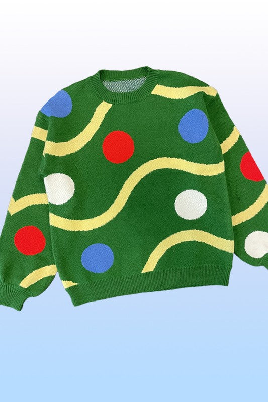 Celine® | Knitted sweater with Christmas tree decorations
