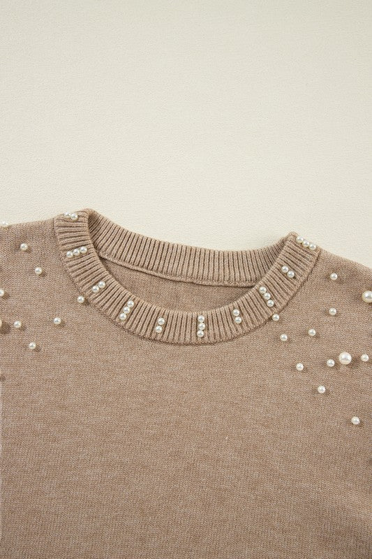 Carolina® | Beaded sweater with dropped shoulder and crew neck