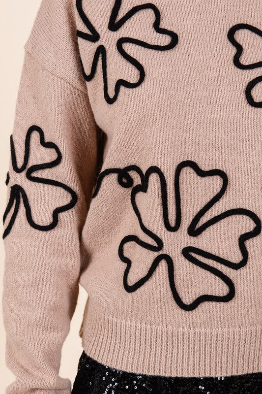 Cecilia® | Plus knitted sweater with floral embroidery