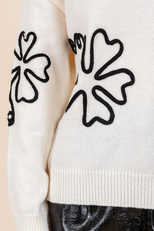 Cecilia® | Plus knitted sweater with floral embroidery