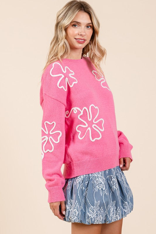 Cecilia® | Plus knitted sweater with floral embroidery