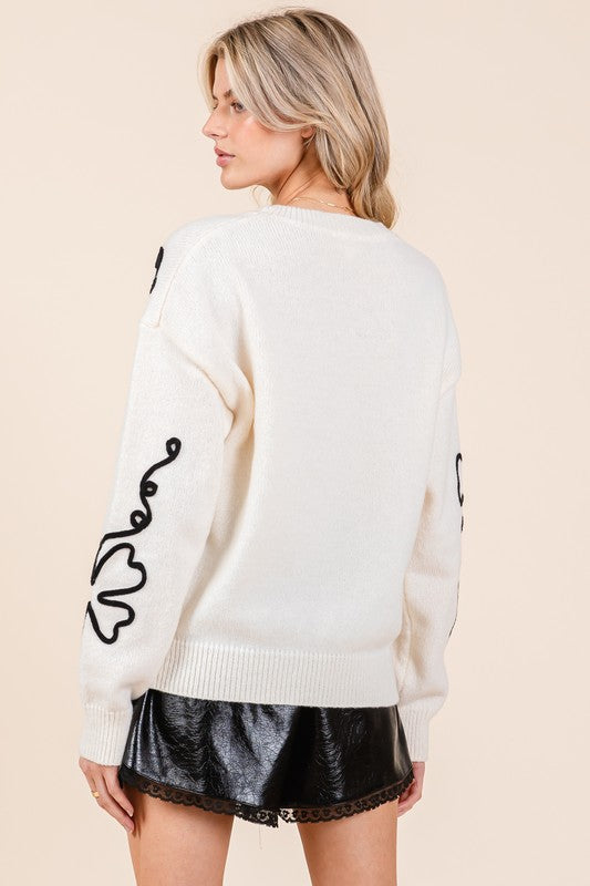Cecilia® | Plus knitted sweater with floral embroidery