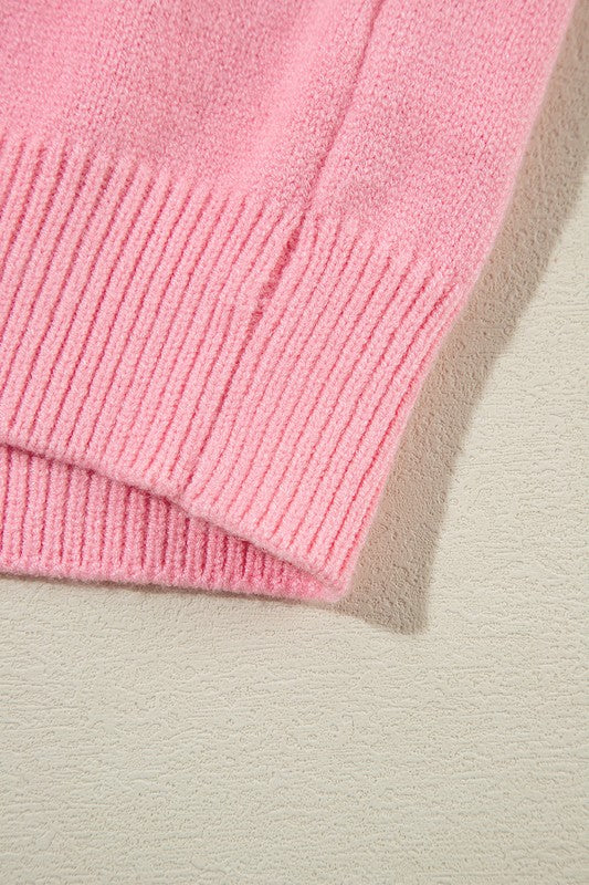 Doris® | Knitted sweater with a notched neckline and a floral pattern