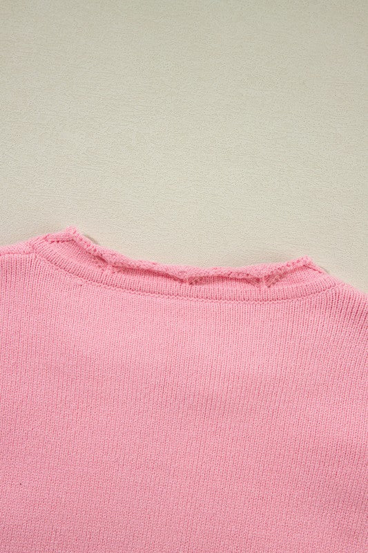 Doris® | Knitted sweater with a notched neckline and a floral pattern