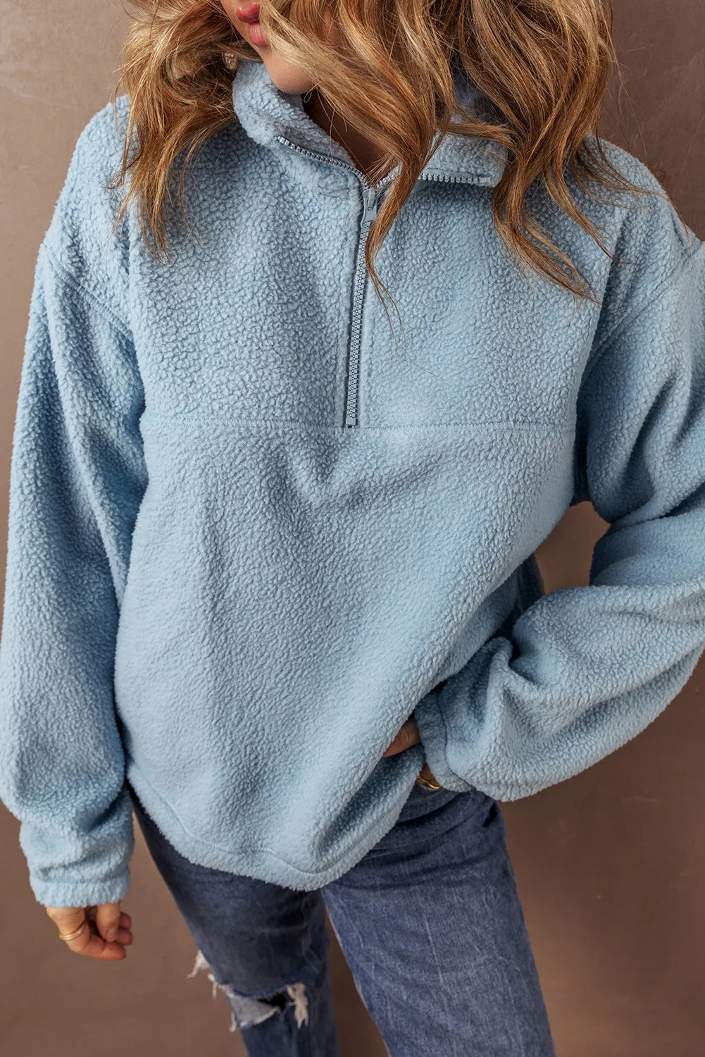 Brigitta® | Long sleeve half zip sweatshirt