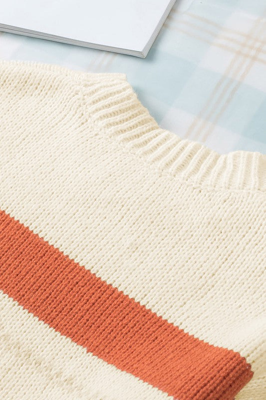Araceli® | Striped color block knit sweater with dropped shoulder