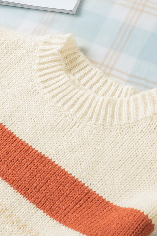 Araceli® | Striped color block knit sweater with dropped shoulder