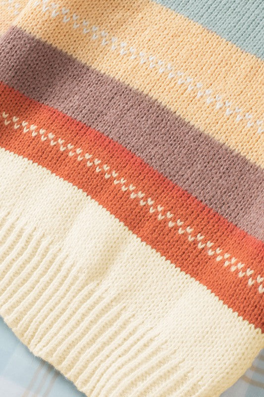 Araceli® | Striped color block knit sweater with dropped shoulder