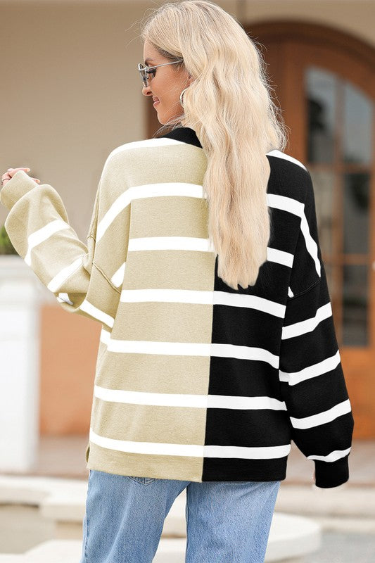 Dafne® | Striped color block sweater with dropped shoulders