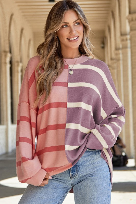 Dafne® | Striped color block sweater with dropped shoulders
