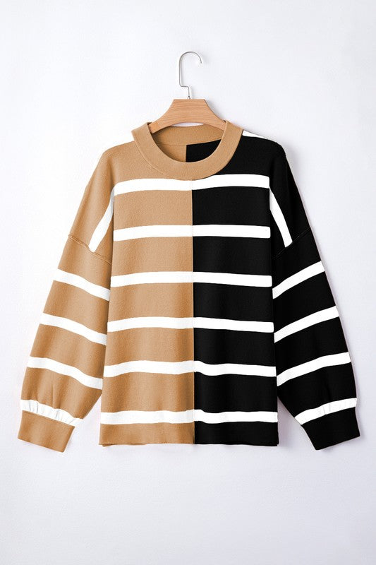 Dafne® | Striped color block sweater with dropped shoulders