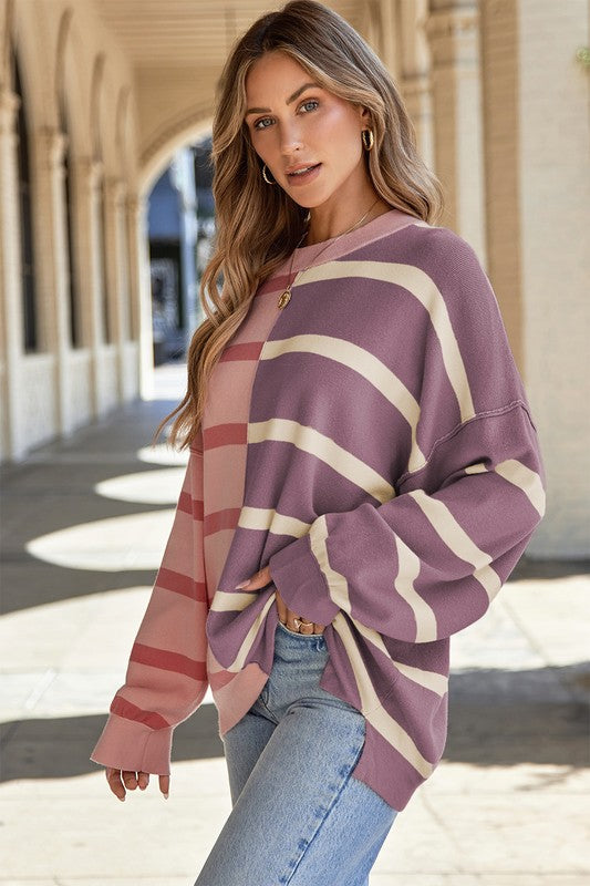 Dafne® | Striped color block sweater with dropped shoulders