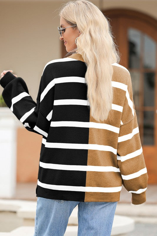 Dafne® | Striped color block sweater with dropped shoulders