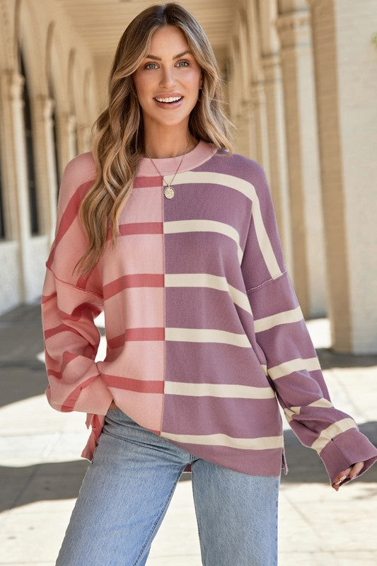 Dafne® | Striped color block sweater with dropped shoulders