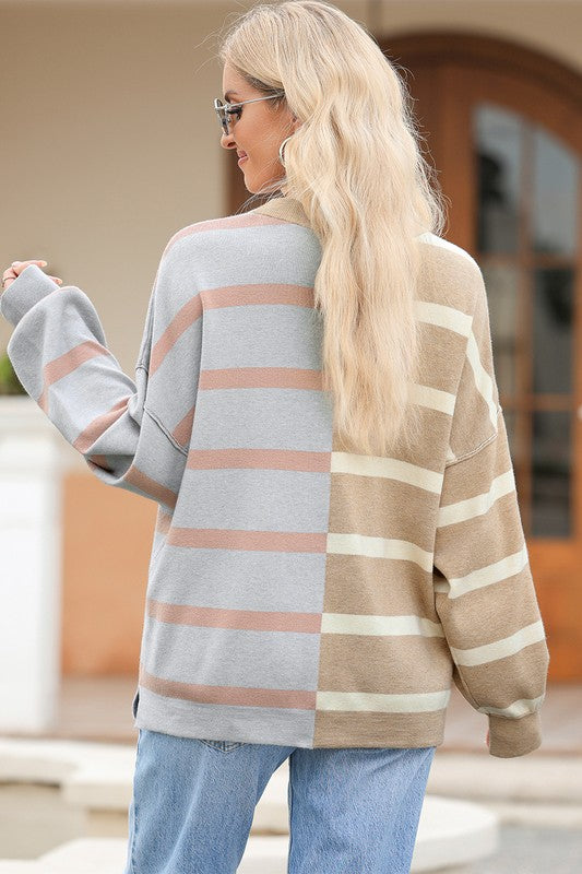 Dafne® | Striped color block sweater with dropped shoulders