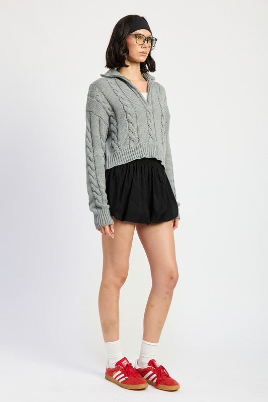 Daniela® | Half zip cable knit sweater