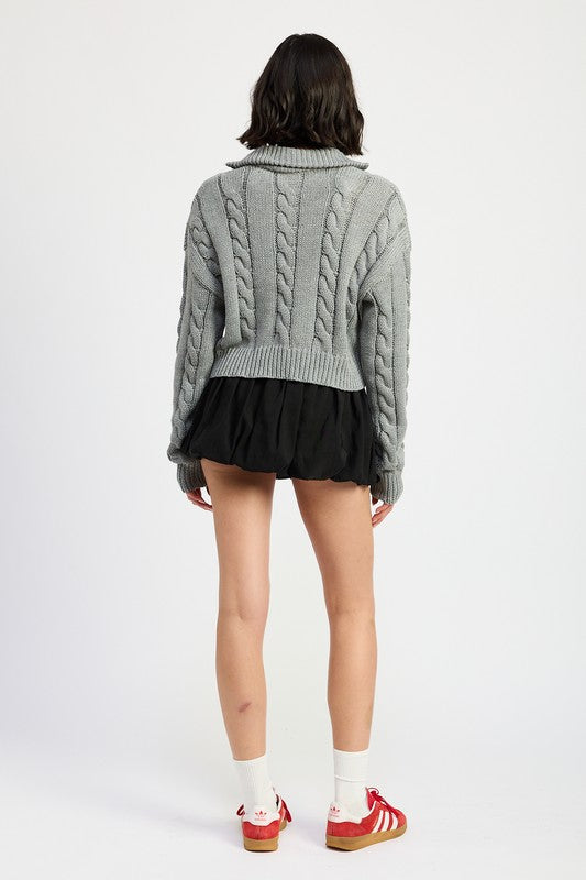 Daniela® | Half zip cable knit sweater