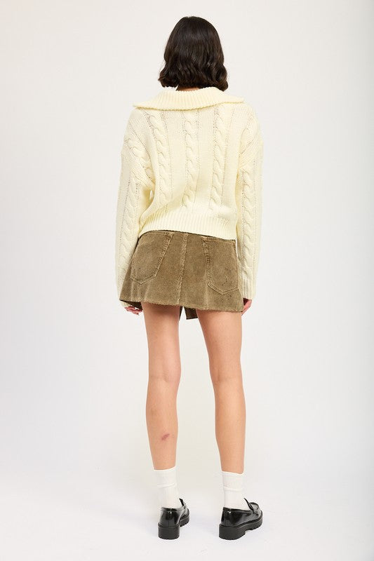 Daniela® | Half zip cable knit sweater