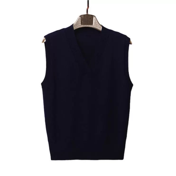 Women’s Sweater Vest – Wool Blend Knit – V-Neck – Ribbed Trim – Relaxed Fit
