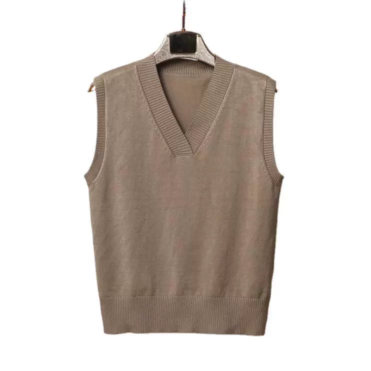 Women’s Sweater Vest – Wool Blend Knit – V-Neck – Ribbed Trim – Relaxed Fit