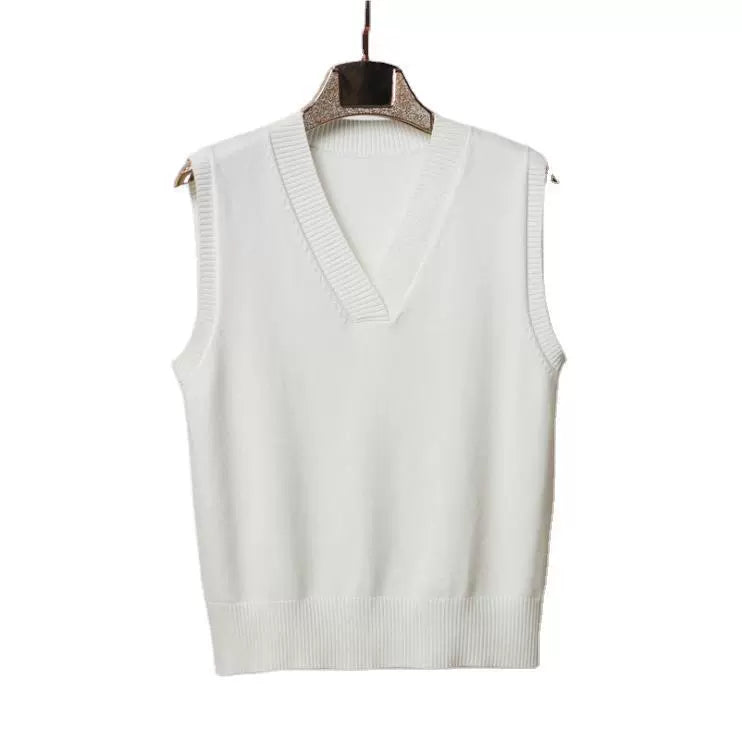 Women’s Sweater Vest – Wool Blend Knit – V-Neck – Ribbed Trim – Relaxed Fit