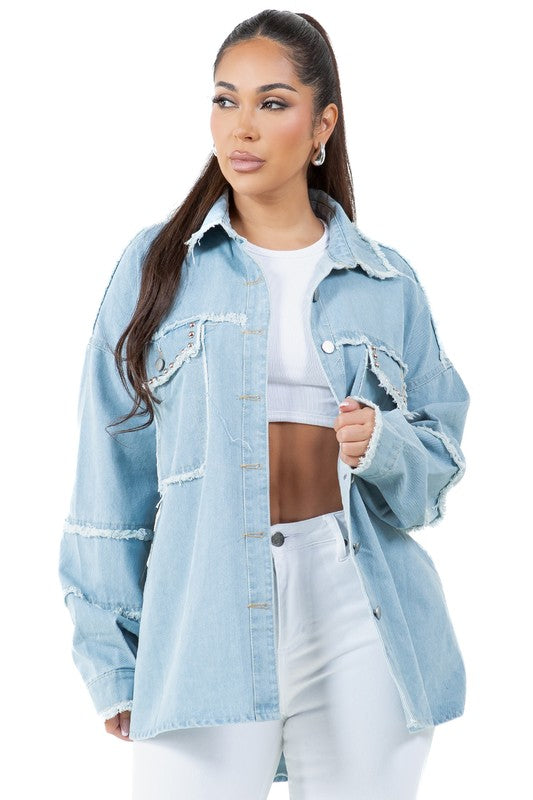Anya® | Women's fashion oversize denim shirt
