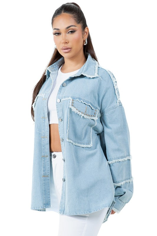 Anya® | Women's fashion oversize denim shirt