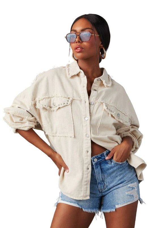 Anya® | Women's fashion oversize denim shirt