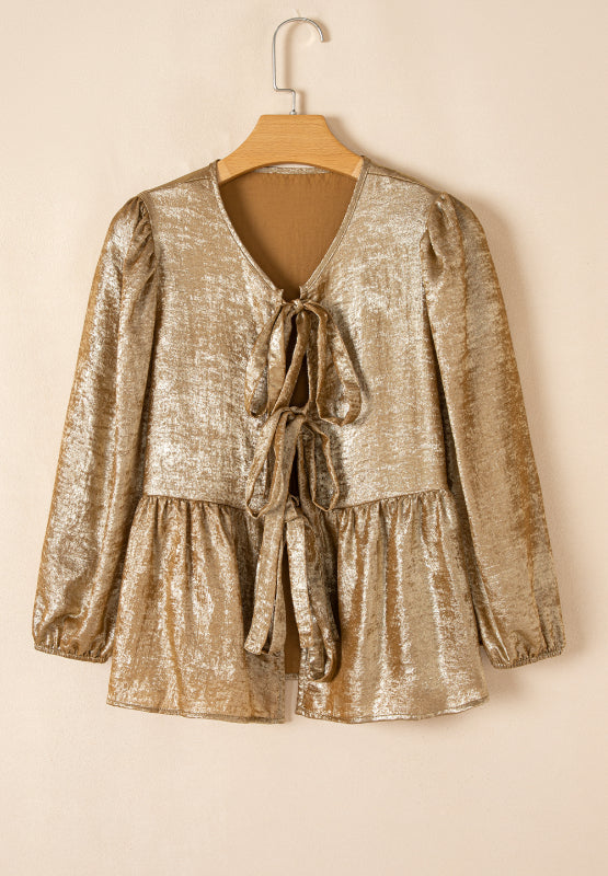 Carina® | Knotted blouse with three-quarter sleeves and peplum