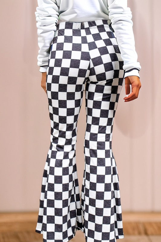 Aubrey® | Checked flared trousers with a high waist