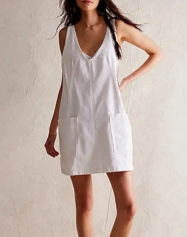 Adela® | Scoop neck denim overall dress