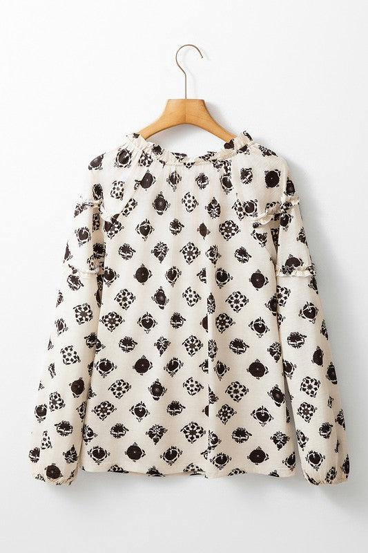 Cristina® | Loose women's blouse with split neck and bubble sleeves